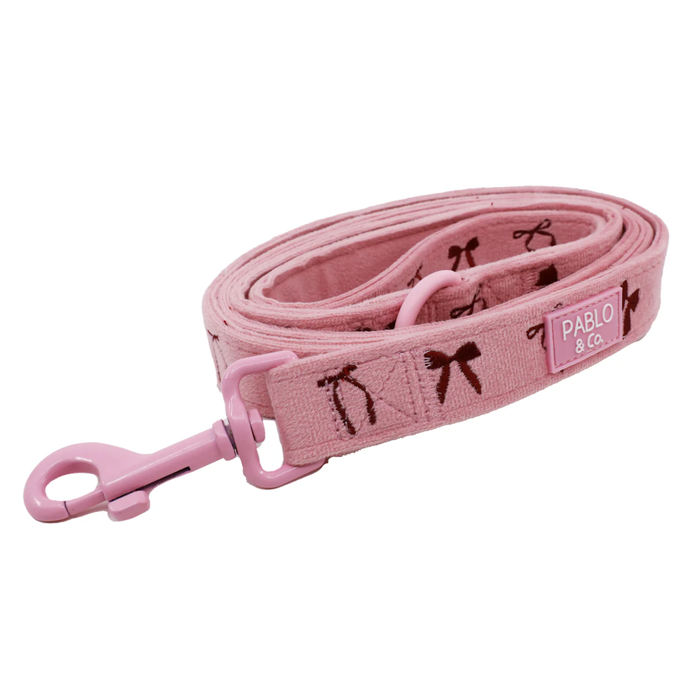 Pablo & Co Velvet Blush Bows Dog Leash